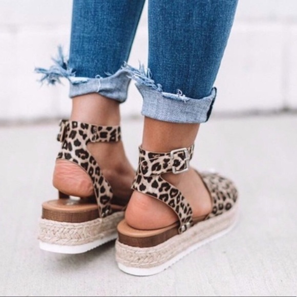 Leopard Print Flat Wedge Espadrille - Picture 4 of 10